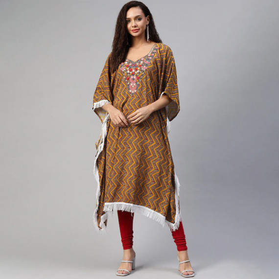 https://www.trendingfits.com/products/women-orange-brown-geometric-printed-thread-work-pure-cotton-kaftan-kurta