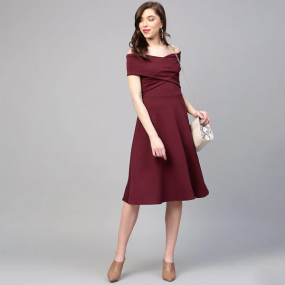 https://www.trendingfits.com/products/burgundy-off-shoulder-pleated-fit-flare-dress