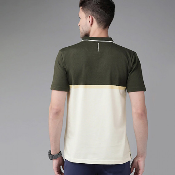 https://www.trendingfits.com/products/men-olive-green-yellow-colourblocked-polo-collar-active-fit-t-shirt
