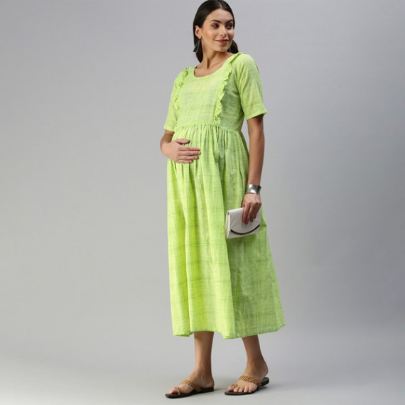 https://www.trendingfits.com/products/lime-green-woven-design-handloom-maternity-a-line-midi-dress